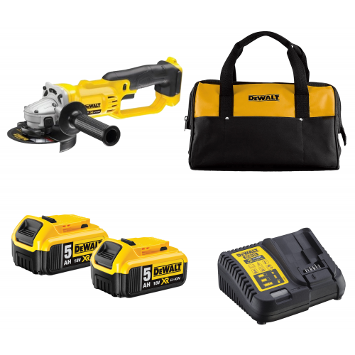 DCG412P2C DeWALT 18V kampinis šlifuoklis (2x5.0 Ah)