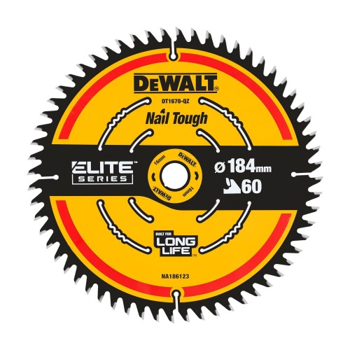 DT1670 DeWALT pjovimo diskas medienai 184 x 16 mm 60T