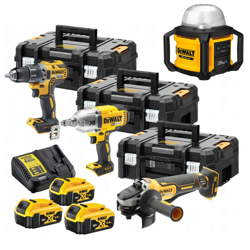 DCKM009 + DCL074 DeWALT įrankių rinkinys (DCD791 + DCF899H + DCG406) + DCL074 (3x5.0 Ah)