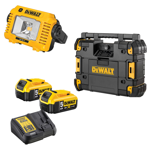 DWST1-81079 DeWALT TSTAK radijo imtuvas + DCL077 DeWALT 12/18V prožektorius (2x5.0 Ah)