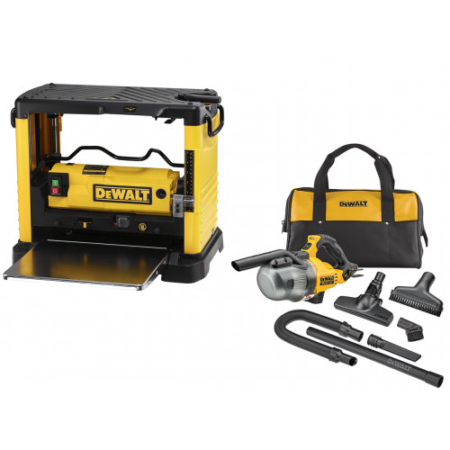 DW733 + DCV501LN DeWALT reismusinės obliavimo staklės (Type 11) + DeWALT 18V rankinis siurblys (1x5.0 Ah)