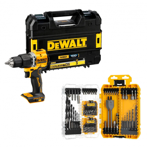 DCD100YNT DeWALT 18V XR suktuvas – smūginis gręžtuvas + DT70784 DeWALT grąžtų rinkinys