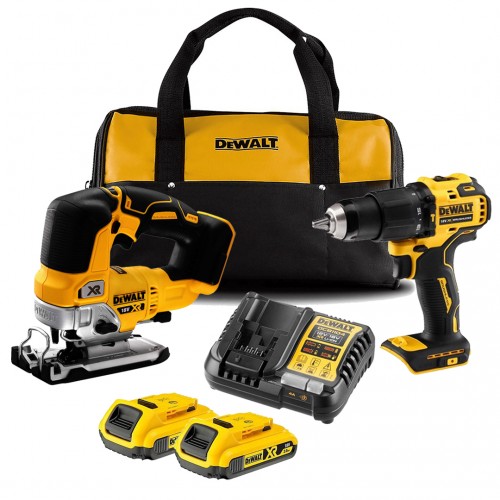 DCK2073D2R DeWALT 18V siaurapjūklis + suktuvas-gręžtuvas (2x2.0 Ah)
