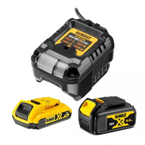 DCB1102MD DeWALT 18V akumuliatorių ir kroviklio rinkinys (1x4.0 Ah + 1x2.0 Ah)