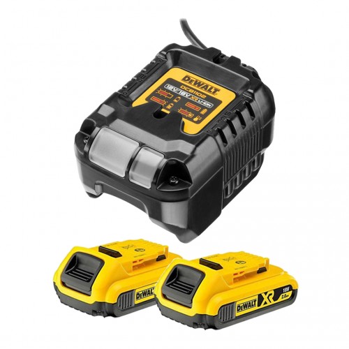 DCB1102D2 DeWALT 18V akumuliatorių ir kroviklio rinkinys (2x2.0 Ah)
