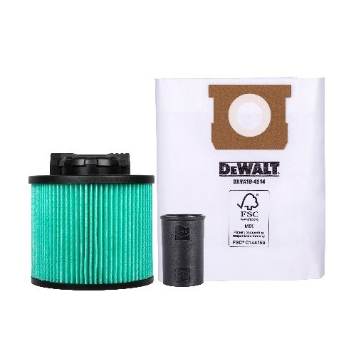 DXVA19-0502E DeWALT DeWALT siurblio HEPA filtro, maišų 20-30l (3 vnt.) ir 48-32mm adapterio rinkinys