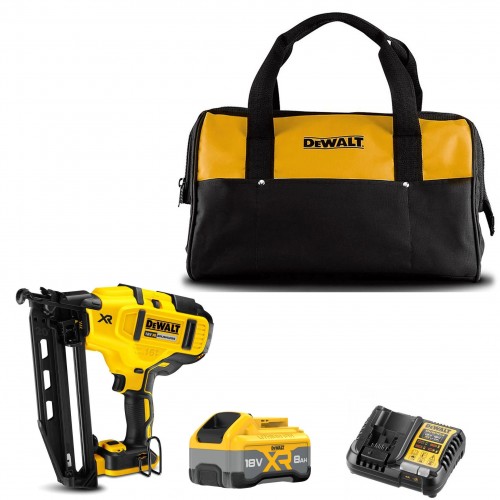 DCN660W1C DeWALT 18V XR 16 Ga akumuliatorinė viniakalė ir minkštas krepšys (8.0 Ah)