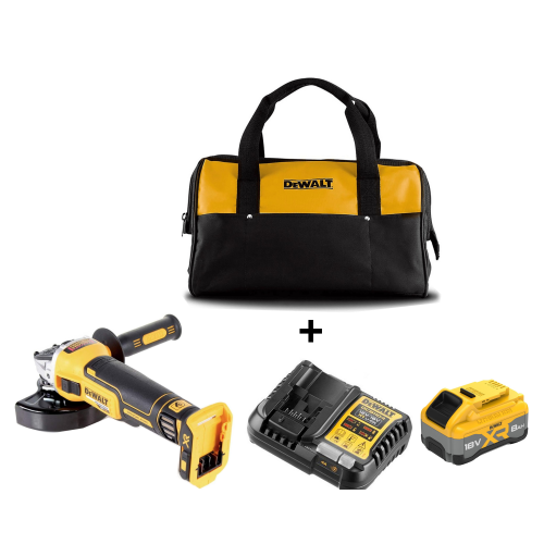 DCG405W1C DeWALT 18V kampinis šlifuoklis ir minkštas krepšys (1x8.0 Ah)