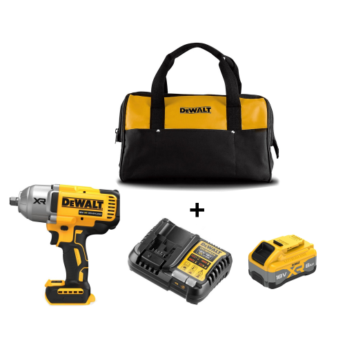 DCF900W1C DeWALT 18V smūginis veržliasukis 1/2" ir minkštas krepšys (1x8.0 Ah)