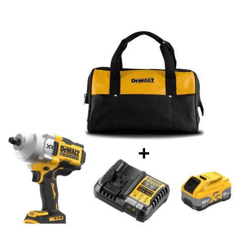 DCF961W1C DeWALT 18V smūginis veržliasukis 1/2" ir minkštas krepšys (1x8.0 Ah)
