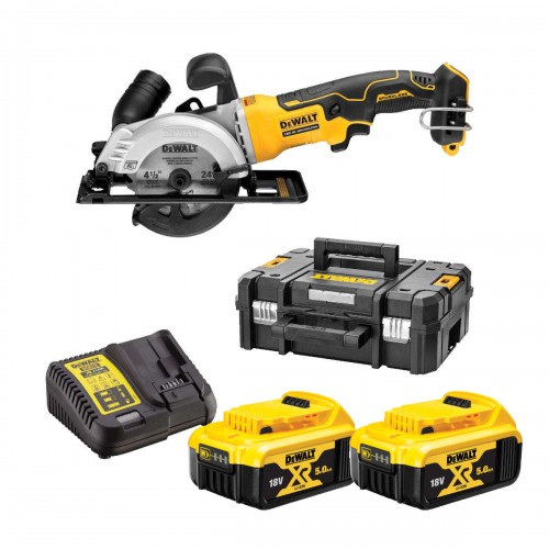 DCS571P2 DeWALT 18V diskinis pjūklas 115 mm (2x5.0 Ah)