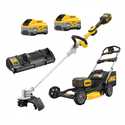 DCMK201W2 DeWALT 18V žoliapjovės ir sulankstomo trimerio rinkinys (2x8.0 Ah)