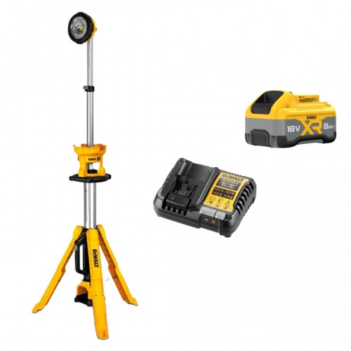 DCL079W1 DeWALT 18V šviestuvas su trikoju stovu (1x8.0 Ah)