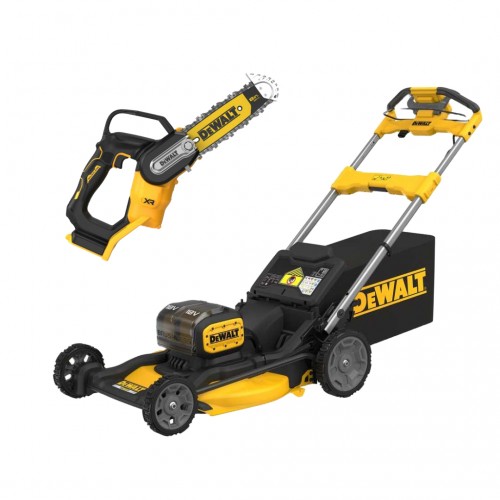 DCMWSP156N DeWALT 2x18V savaeigė akumuliatorinė žoliapjovė + DCMPS520N 18V grandininis pjūklas 20 cm