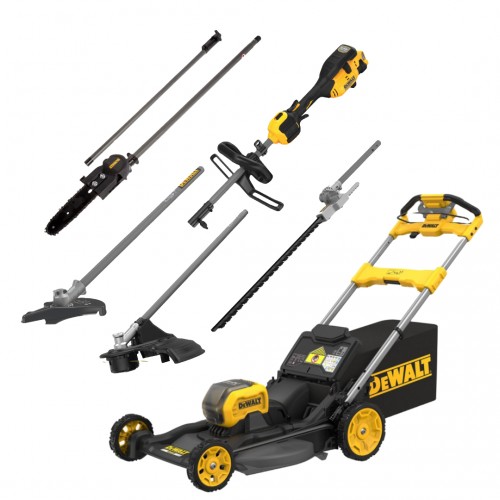 DCMWSP550N DeWALT 54V FELXVOLT savaeigė žoliapjovė + DCMAS5713N-SET 54V daugiafunkcinis sodo priežiūros įrankis