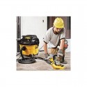 DWS727 DeWALT skersinio pjovimo staklės (250mm) + DWV905M DeWALT sauso/šlapio valymo statybinis dulkių siurblys
