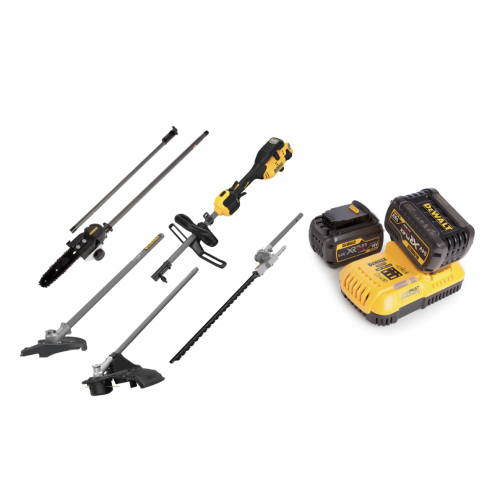 DCMAS5713N-SET DeWALT 54V daugiafunkcinis įrankis sodui su priedais + DCB118T2 DeWALT 54V rinkinys (2x6.0 Ah)