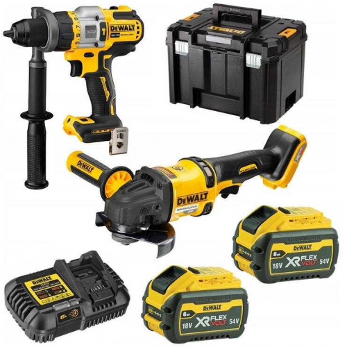 DCK2016T2T DeWALT 18V įrankių rinkinys (DCD999 + DCG418) (2x6.0 Ah)