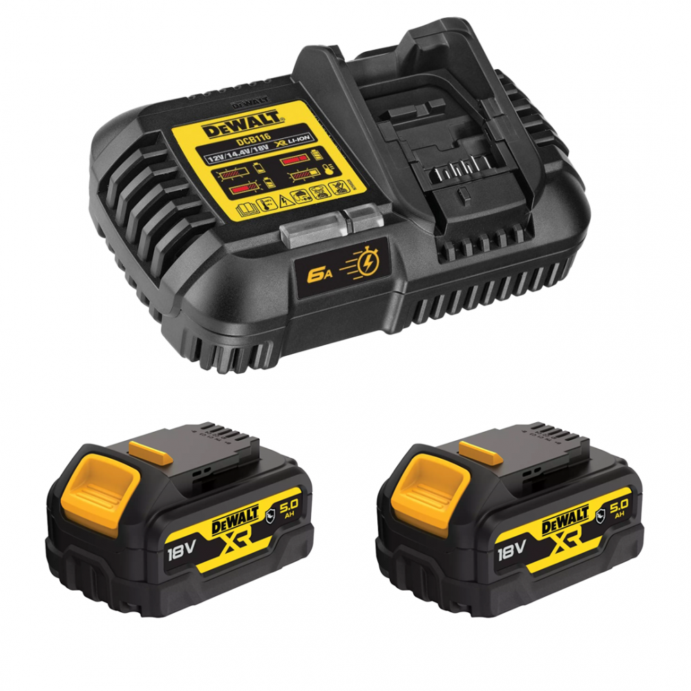 DCB116P2G DeWALT 18V akumuliatorių ir kroviklio rinkinys (2x5.0 Ah)