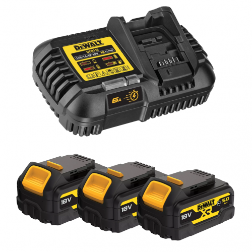 DCB116P3G DeWALT 18V akumuliatorių ir kroviklio rinkinys (3x5.0 Ah)