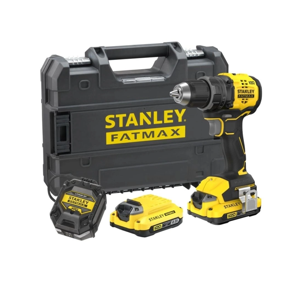 SFMCD714D1T Stanley FATMAX bešepetėlinis akumuliatorinis gręžtuvas-suktuvas (1×2.0 Ah + įkroviklis + Pro-Stack lagaminas)