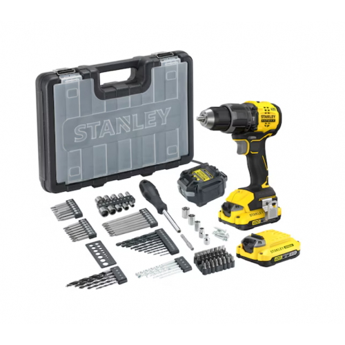 SFMCD716D2A Stanley FATMAX gręžtuvas–suktuvas V20, 2×2.0Ah + 100 vnt. priedų