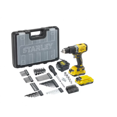 SFMCD715D2A Stanley FATMAX gręžtuvas–suktuvas 18V V20, 2 × 2.0Ah + 100 vnt. priedų