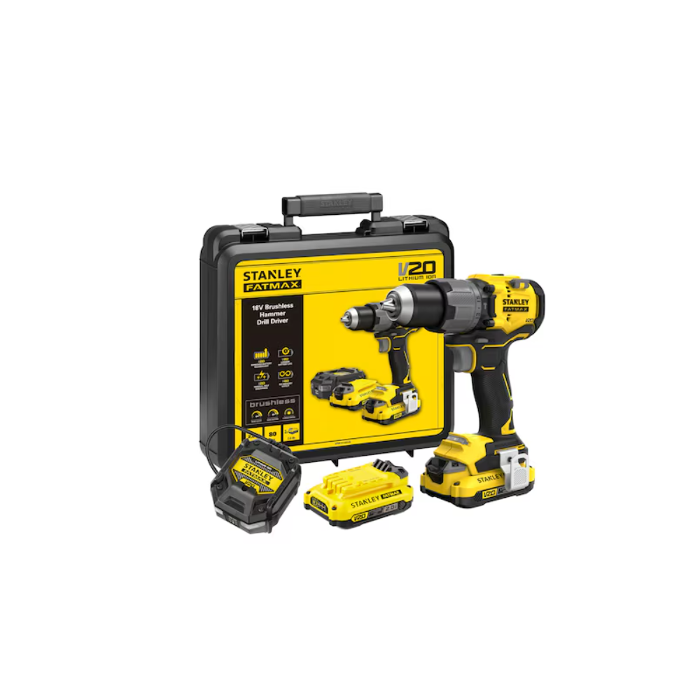 SFMCD726D2K Stanley FATMAX smūginis gręžtuvas–suktuvas 2×2,0 Ah rinkinys
