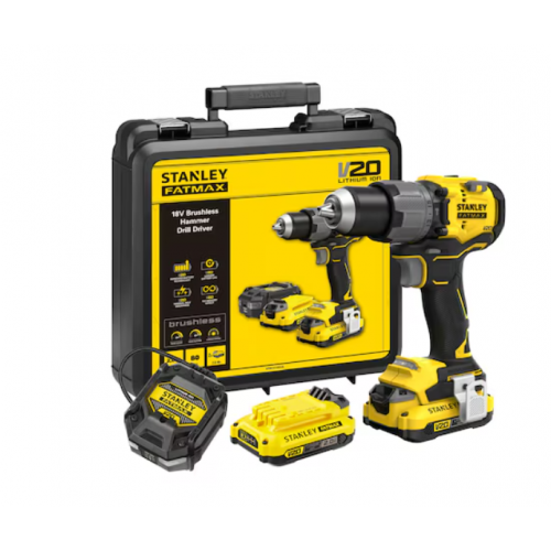 SFMCD726D2K Stanley FATMAX smūginis gręžtuvas–suktuvas 2×2,0 Ah rinkinys