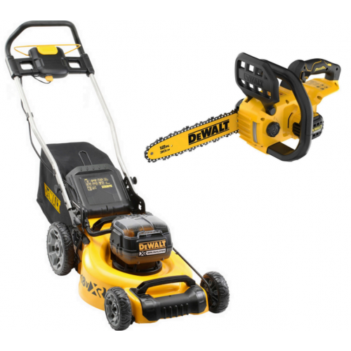 DCMW564P2 DeWALT 2x18V akumuliatorinė žoliapjovė (2x5.0 Ah) + DCMPH566N DeWALT 18V XR 550 mm gyvatvorių žirklės