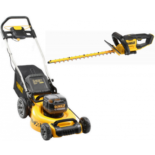 DCMW564P2 DeWALT 2x18V akumuliatorinė žoliapjovė (2x5.0 Ah) + DCMPH566N DeWALT 18V XR 550 mm gyvatvorių žirklės