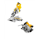 DWS777 DeWALT 216 mm skersinio pjovimo staklės + DWE5615 DeWALT 190 mm diskinis pjūklas 1500W