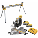 DCS782XW2 DeWALT skersavimo pjūklas 2x8 Ah + DE7023 DeWALT skersinio pjovimo staklių stovas