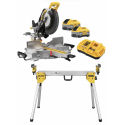 DCS782XW2 DeWALT skersavimo pjūklas 2x8 Ah + DE7023 DeWALT skersinio pjovimo staklių stovas