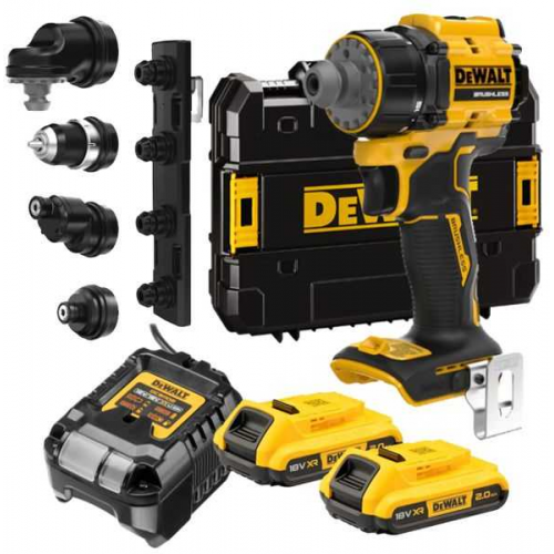 DCD803D2T DeWALT 18V XR akumuliatorinis suktuvas - gręžtuvas, 2×2.0 Ah