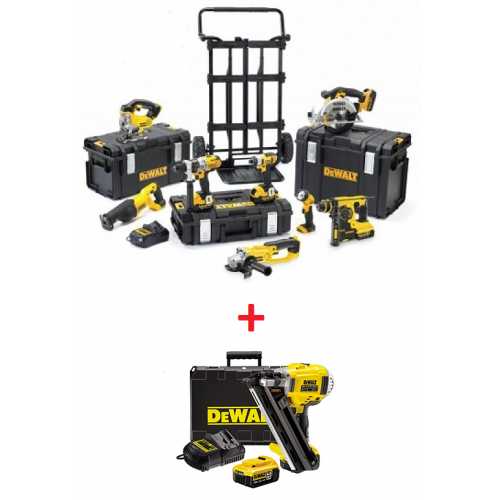 DCK892P4 DeWALT 18 V XR Li-Ion 5.0 Ah 8 ĮRANKIŲ RINKINYS + DeWALT viniakalė